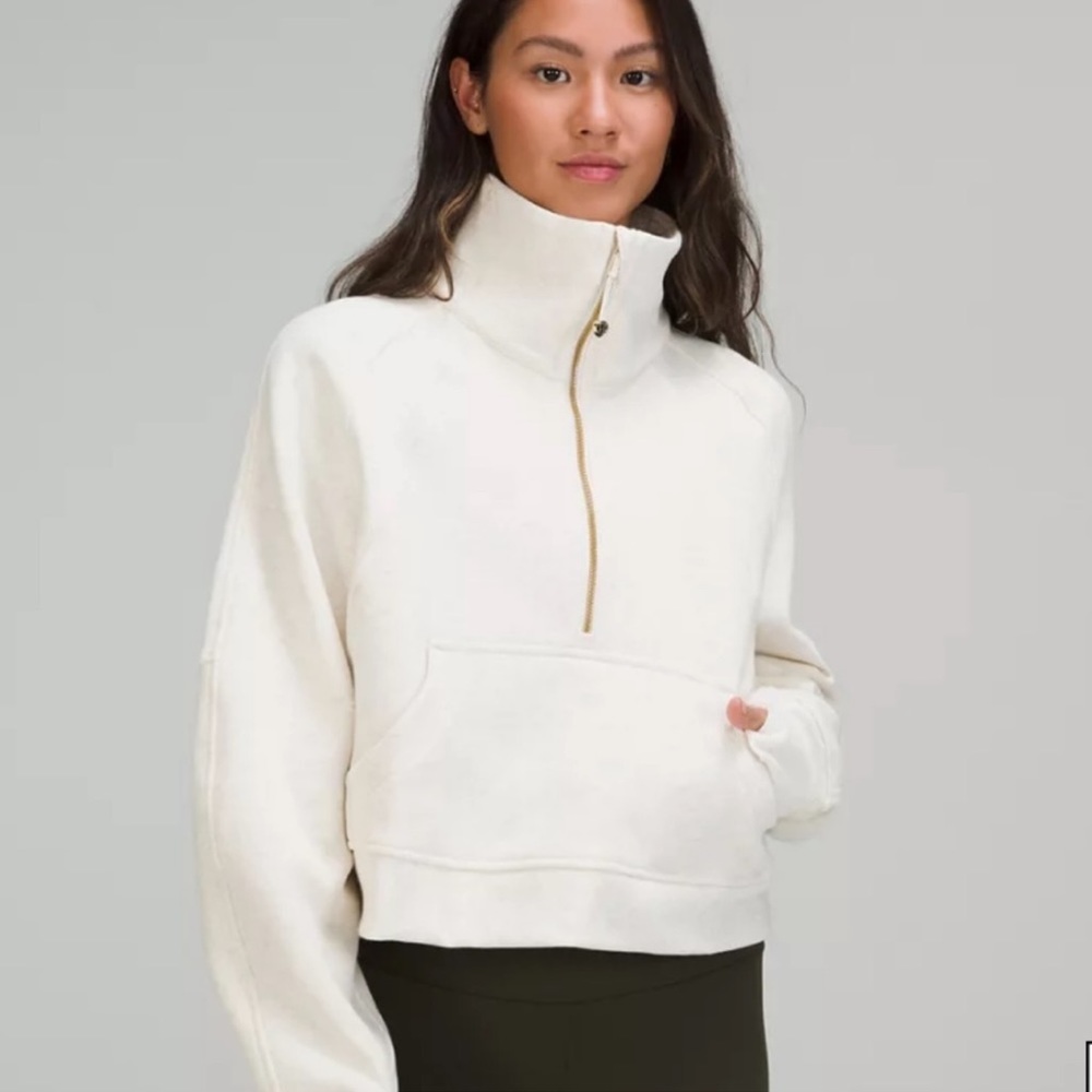 Lululemon white ivory oversized scuba 1/2 zip, like new condition. Size XL/XXL
